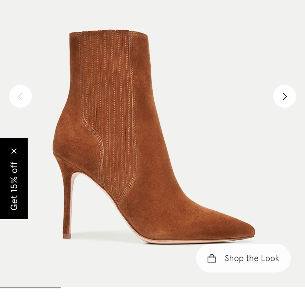 Veronica Beard Suede Pointed-Toe Ankle Boot in Chestnut Brown